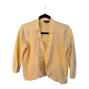 Verve Ami Yellow Open Cardigan with front Ruffle Detail. Size M. 3/4 sleeves